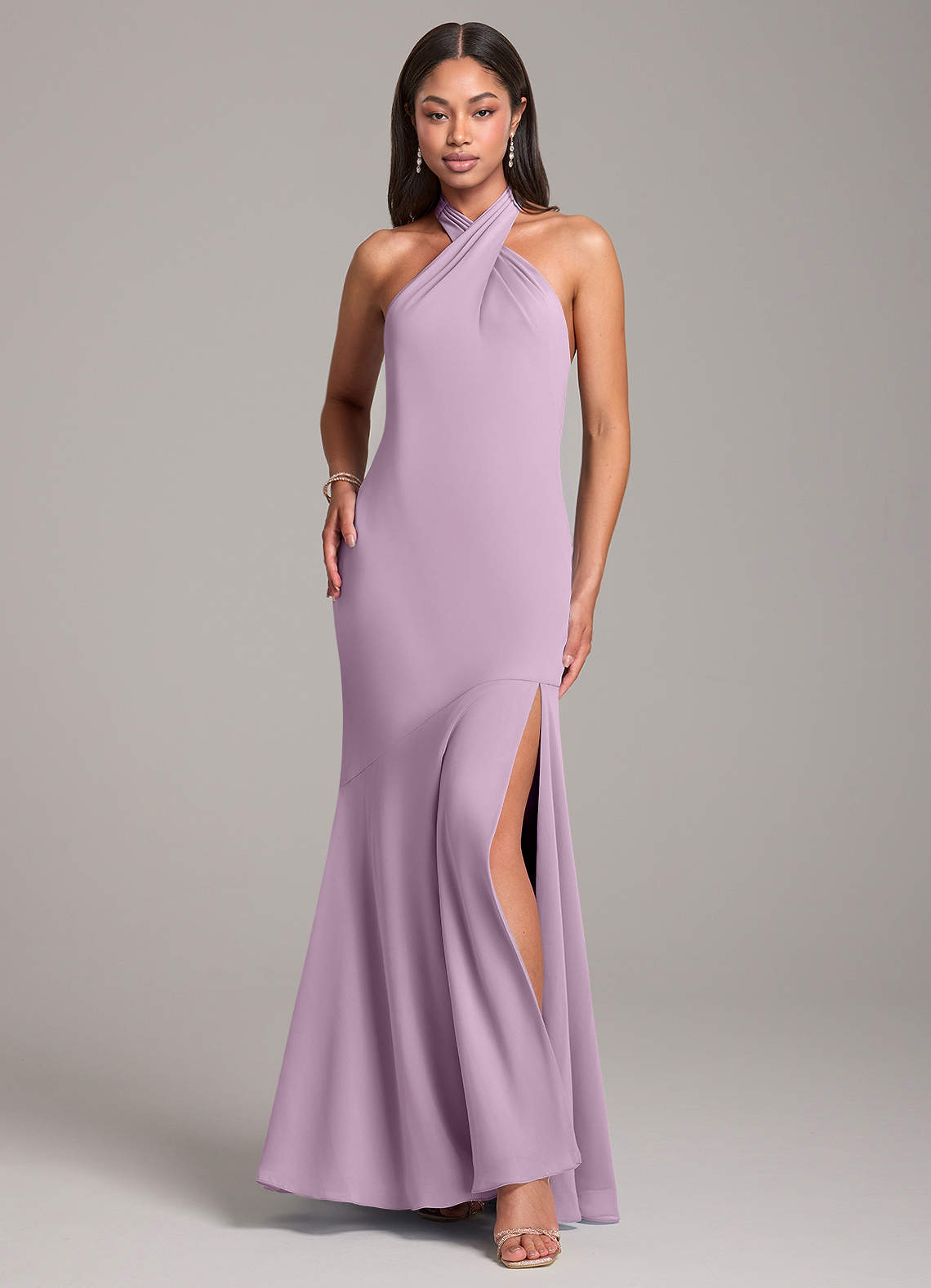 Azazie Lorena Bridesmaid Dresses Wisteria Mermaid Pleated Chiffon Dress image1