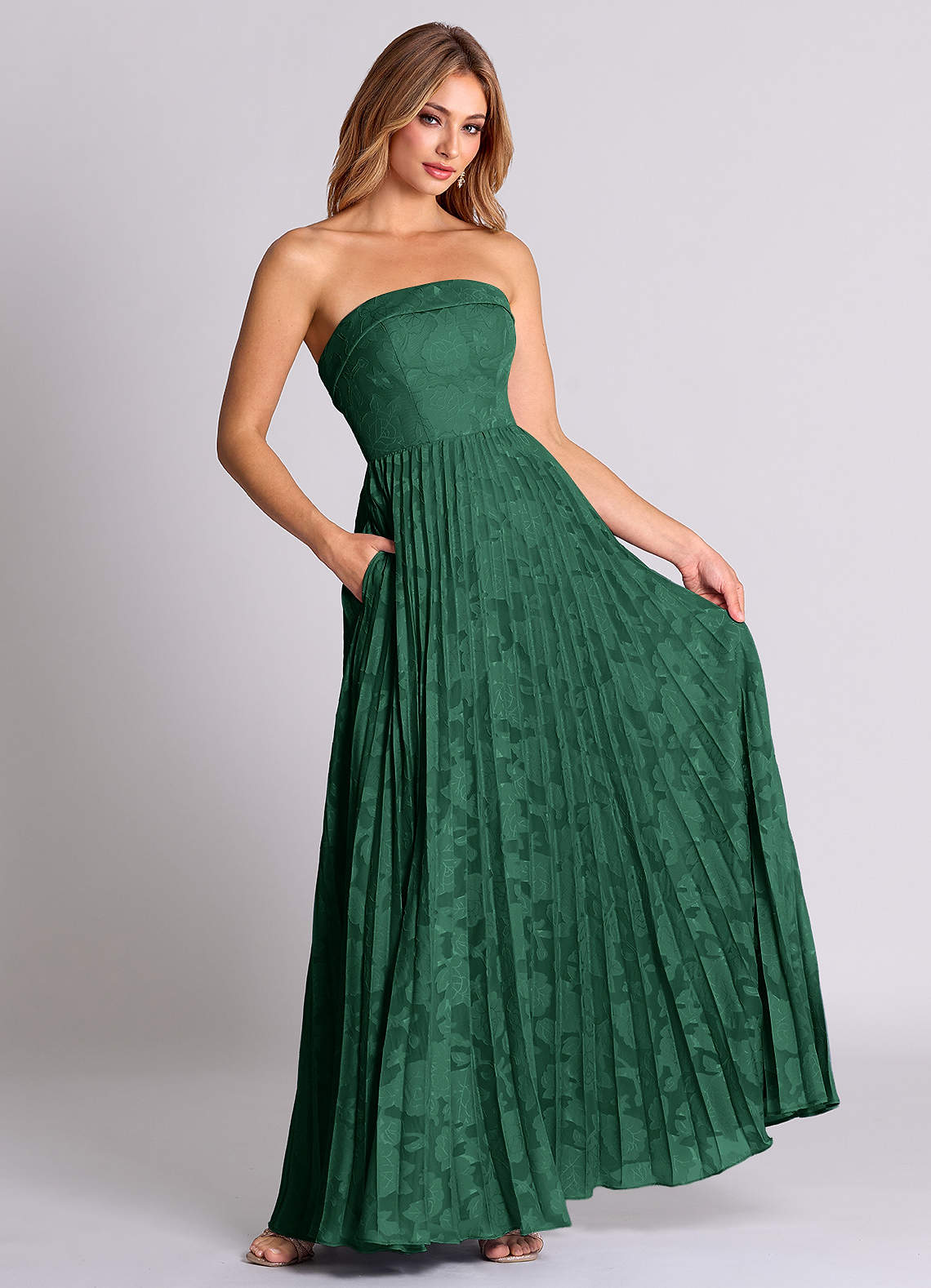 Azazie Mariana Dark Green Floral Burnout Bridesmaid Dresses | Azazie