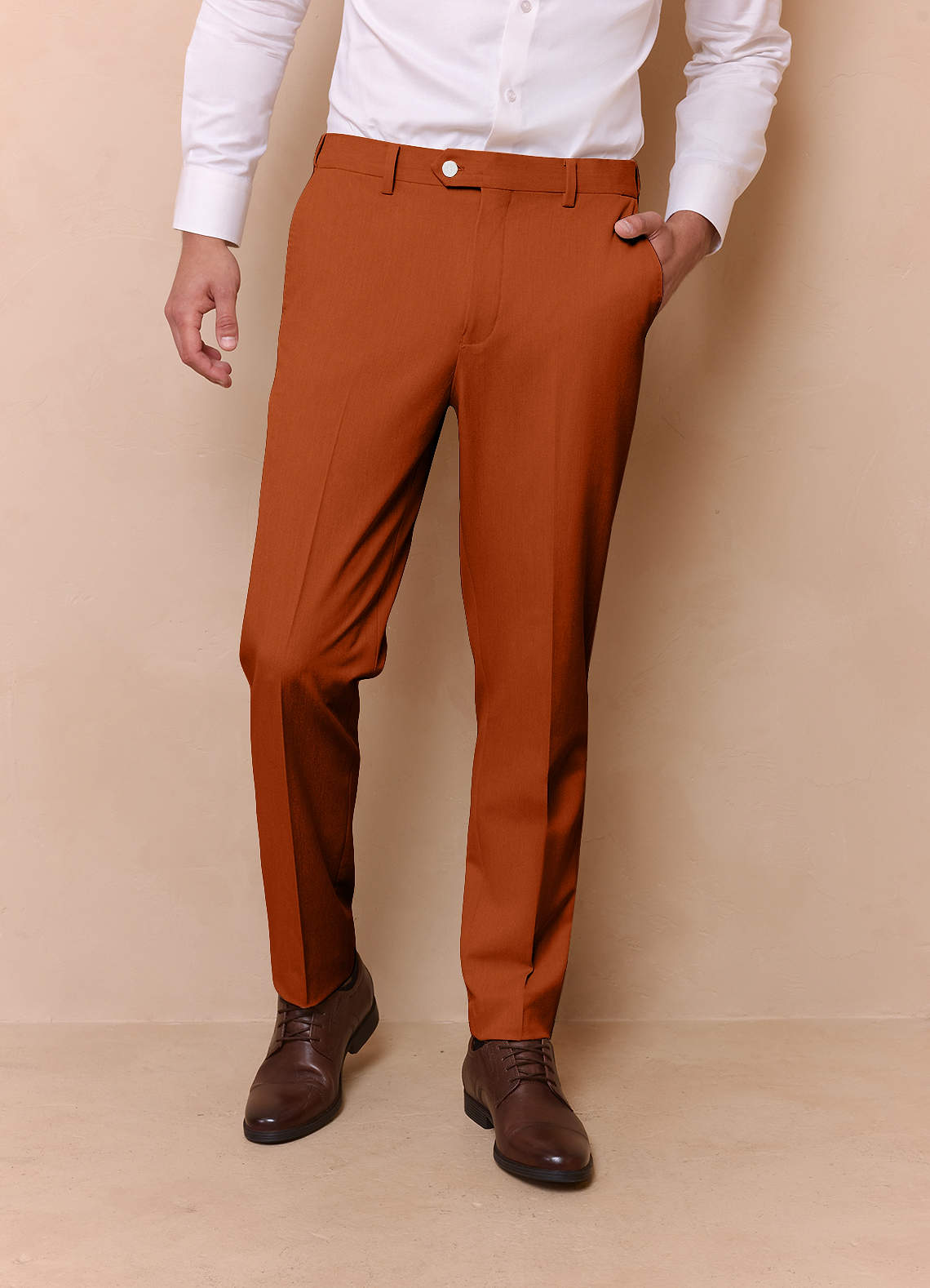 front James Burnt Orange Structured Stretch Dress Pants