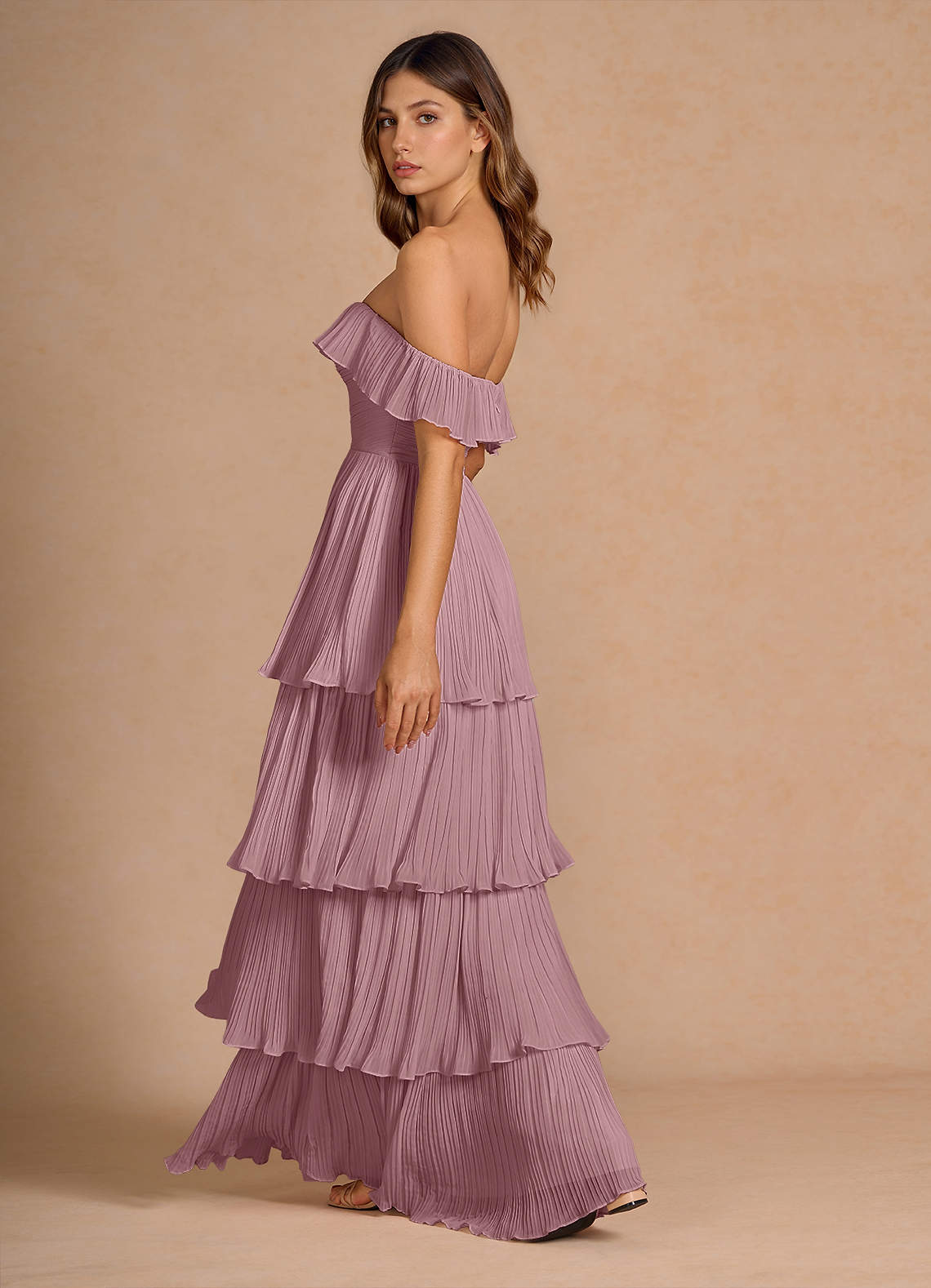 sachin and babi light blue dress Duntery A-Line Illusion Neck Chiffon Long Bridesmaid Dress with Belt, Green main image 0