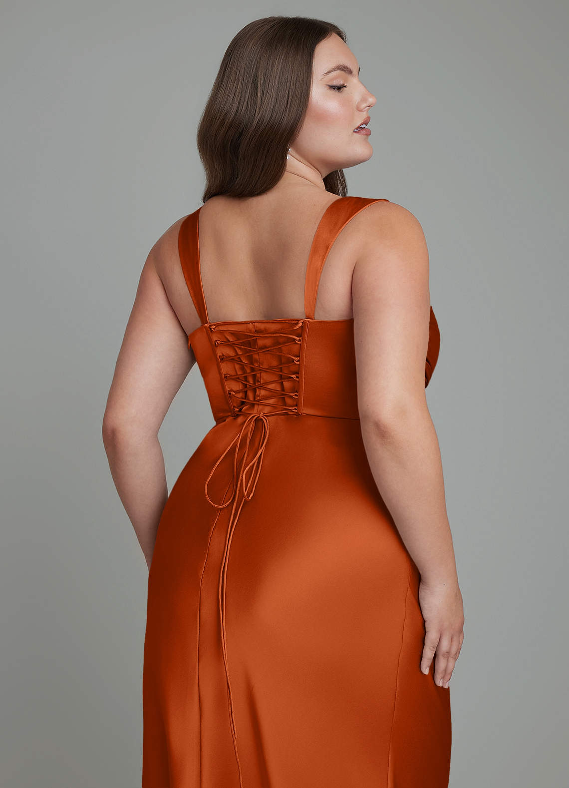 Azazie Agustina Bridesmaid Dresses Burnt Orange Mermaid Corset Stretch Satin Dress image12