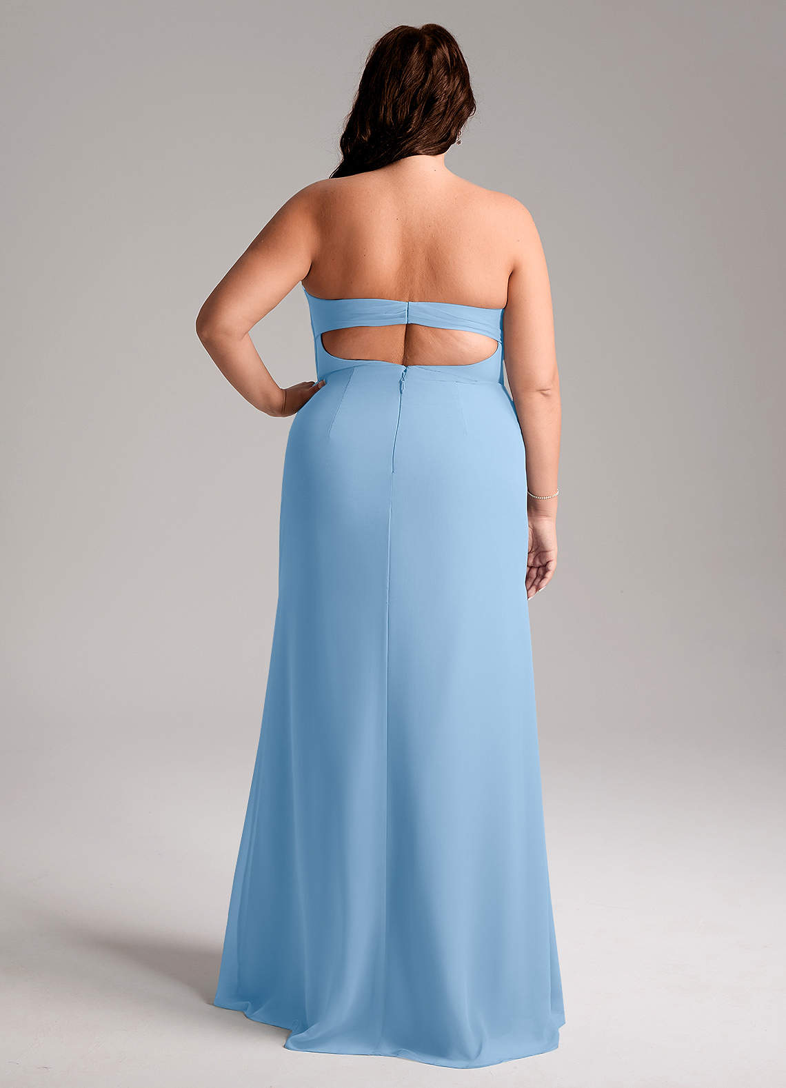 Azazie Leonis Bridesmaid Dresses Powder Blue Sheath Strapless Chiffon Convertible Dress image9
