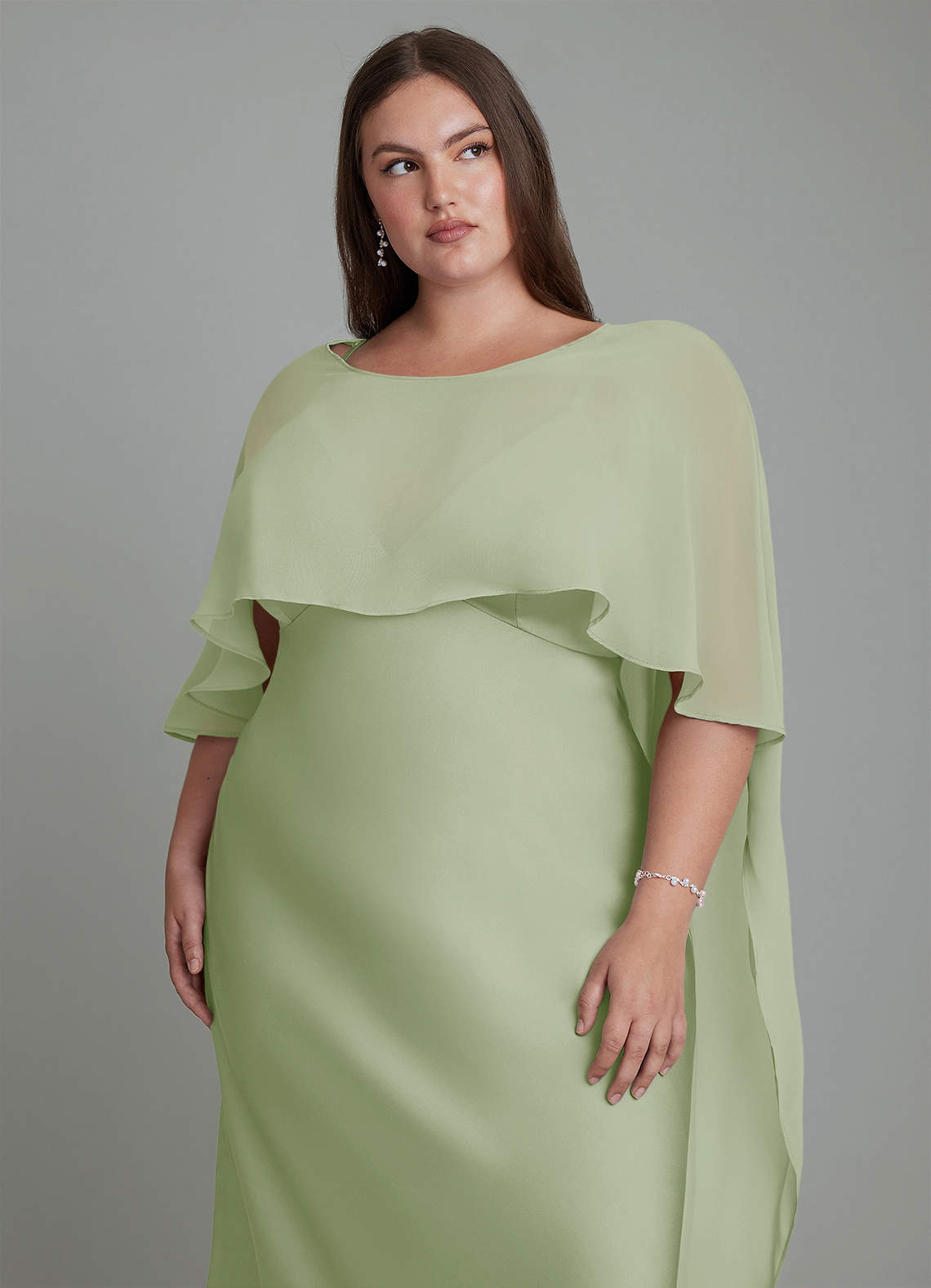 Azazie Stefania Bridesmaid Dresses Dusty Sage A-Line Stretch Satin Dress image13