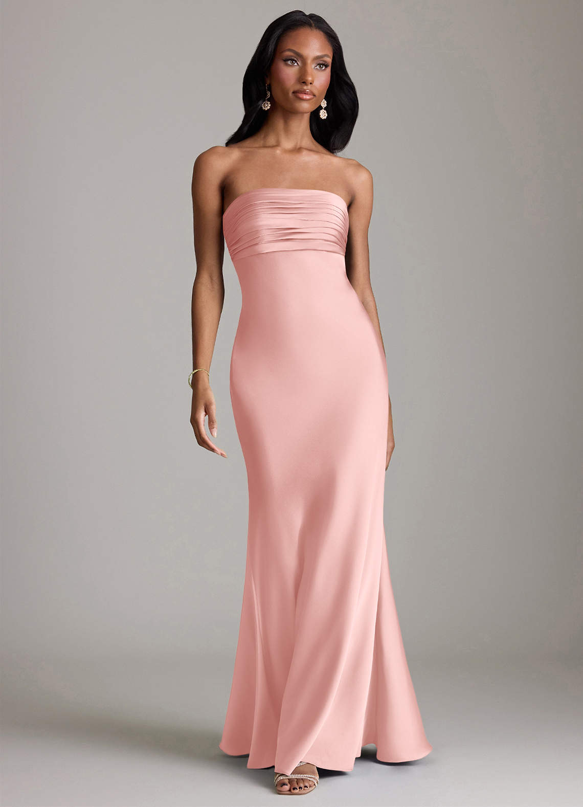 Azazie Saylor Kjoler til hjemmeprøvning Havfrue Stropløs Stræk satin Gulv-længde Kjole image1