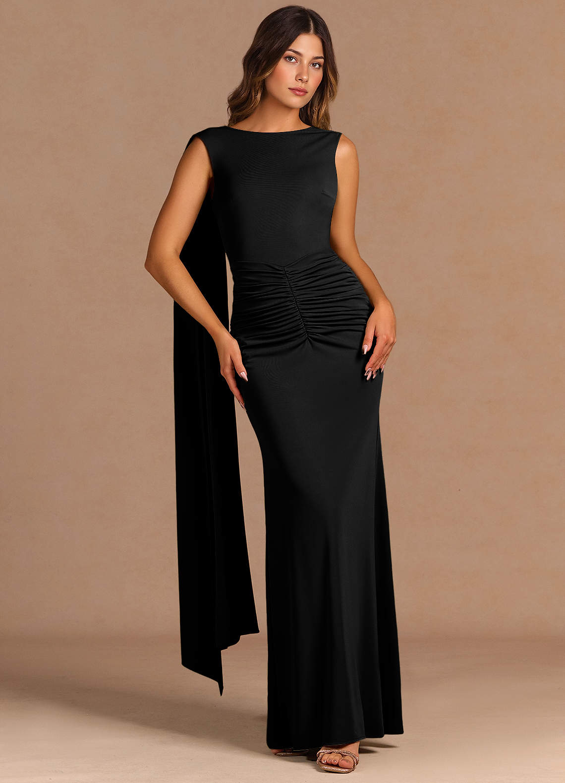 formal dresses lace Long Silver Lace Dress with Lace Sleeves by Elizabeth K GL1537 XS / Silver