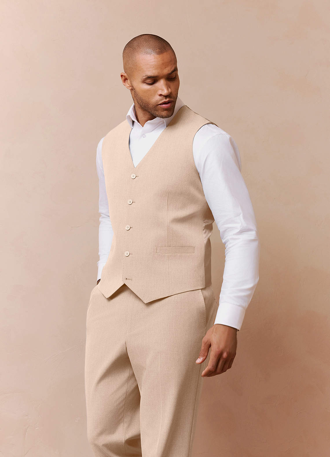 front Savile Tan Wool Blend Suit Vest