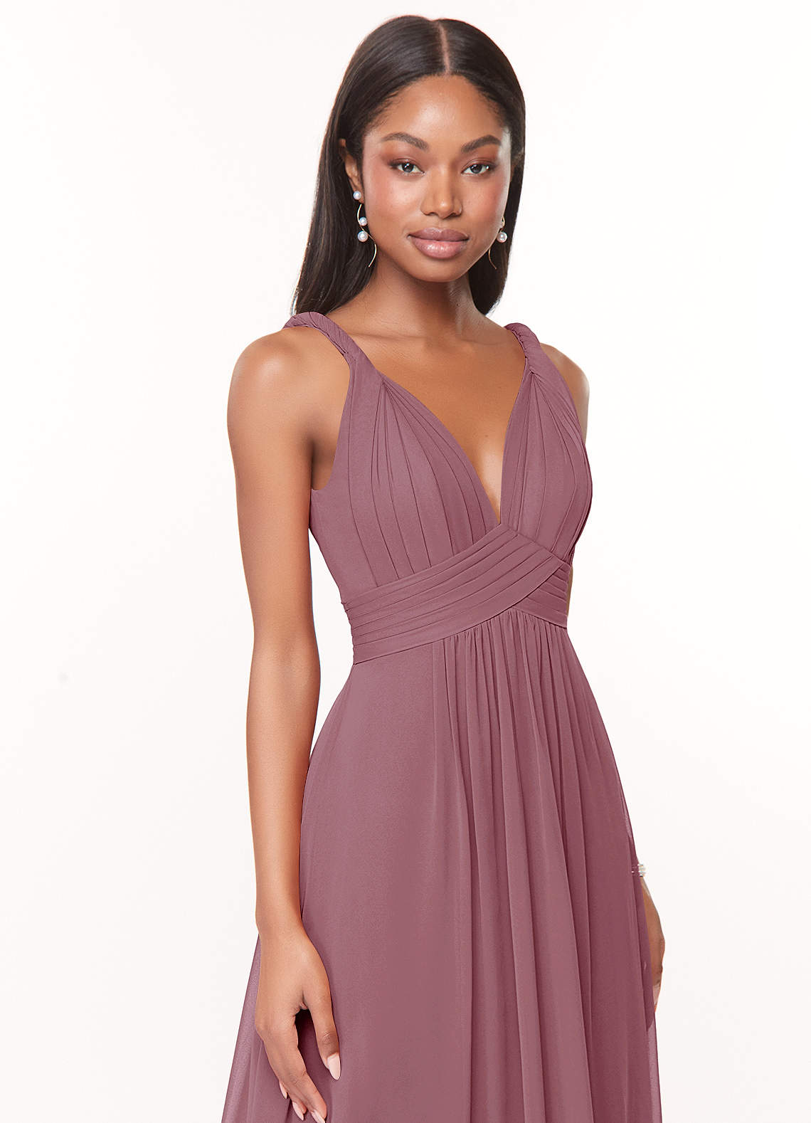 Azazie Maren Ready to Ship Vintage Mauve Chiffon Bridesmaid