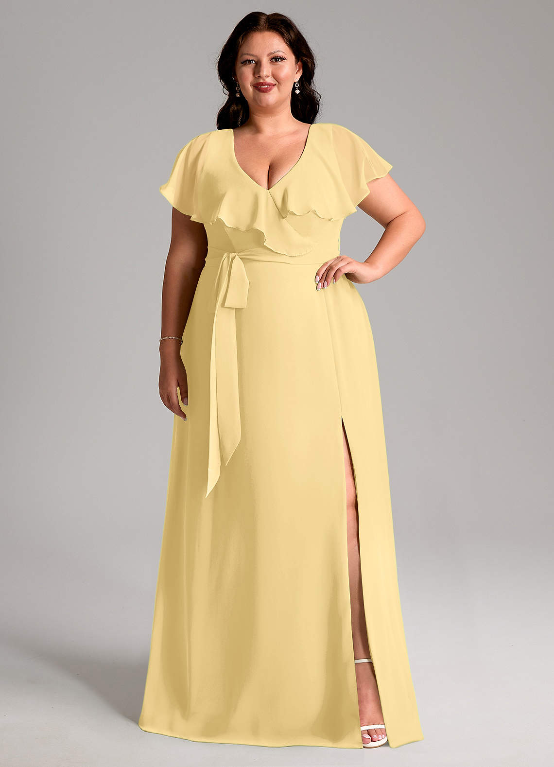 Azazie Lainey Bridesmaid Dresses Butter A-Line with Pockets Chiffon Dress image1