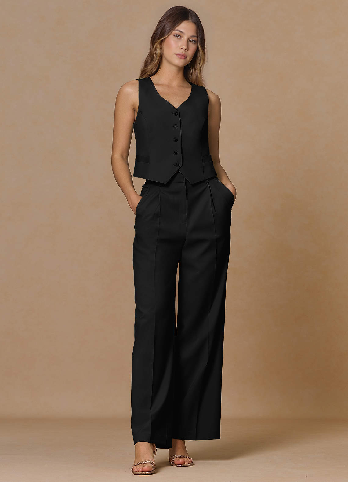 front Rowan 검은색 고급 직조 기능성 조끼