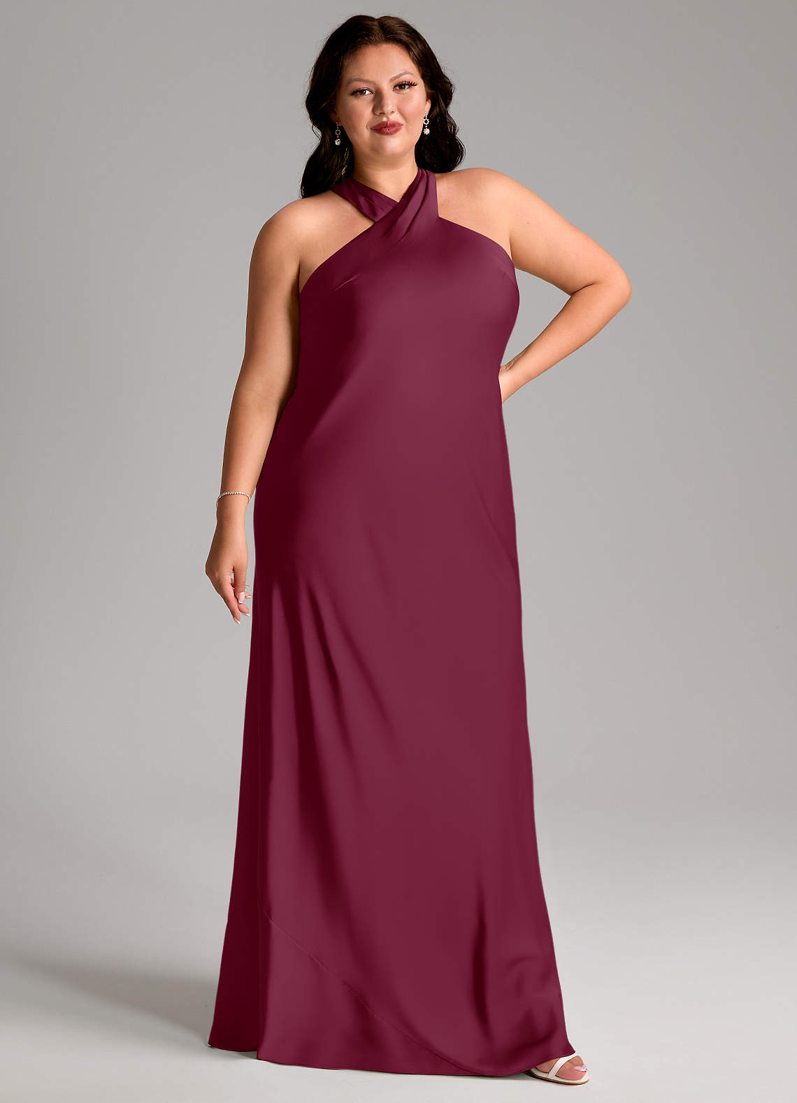 Azazie Doretta Bridesmaid Dresses Mulberry Mermaid Pleated Stretch Satin Dress image8