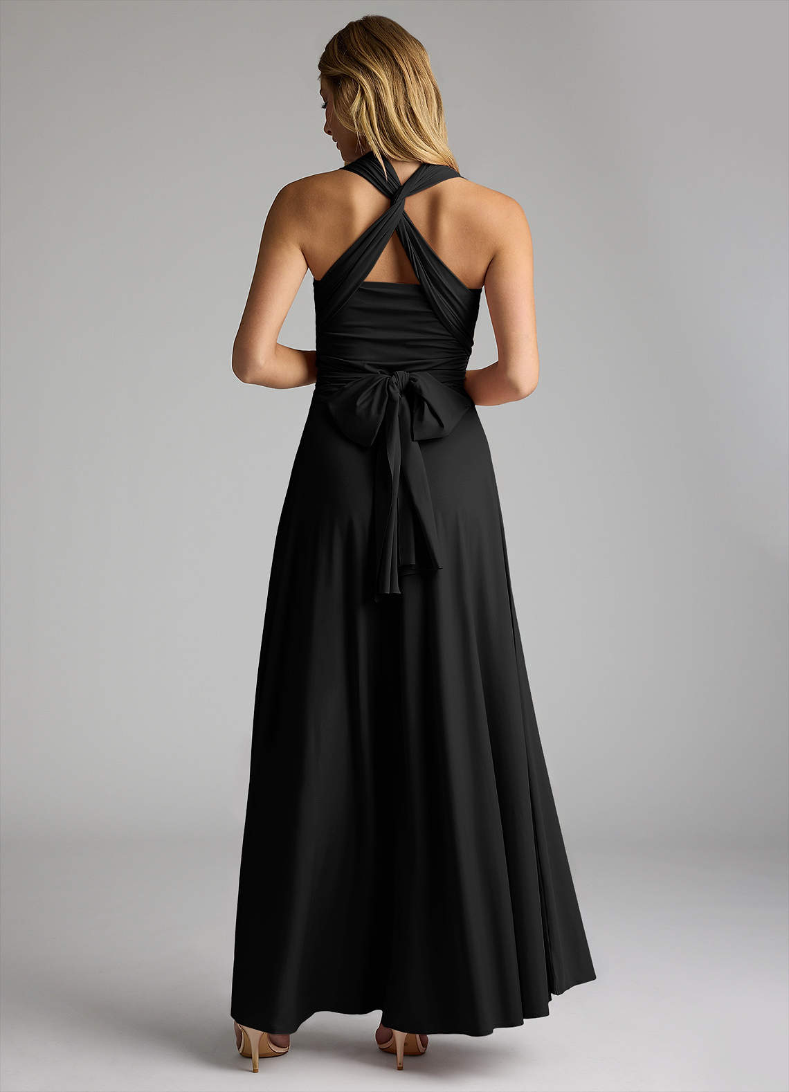 Black Azazie Infinity Jersey Wrap A-Line Dress Bridesmaid Dresses | Azazie