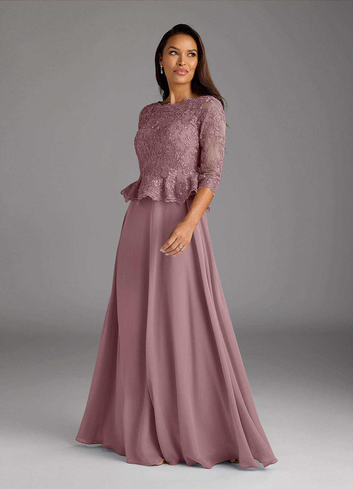 Azazie Averie Mother of the Bride Dresses Dusty Rose A-Line Boatneck Sequins Chiffon Dress image4