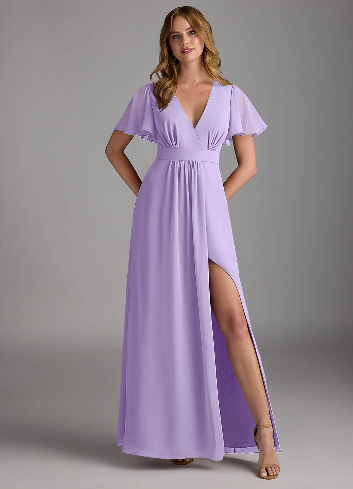 Azazie Zaniah Ready to Ship Lilac Chiffon Bridesmaid Dresses