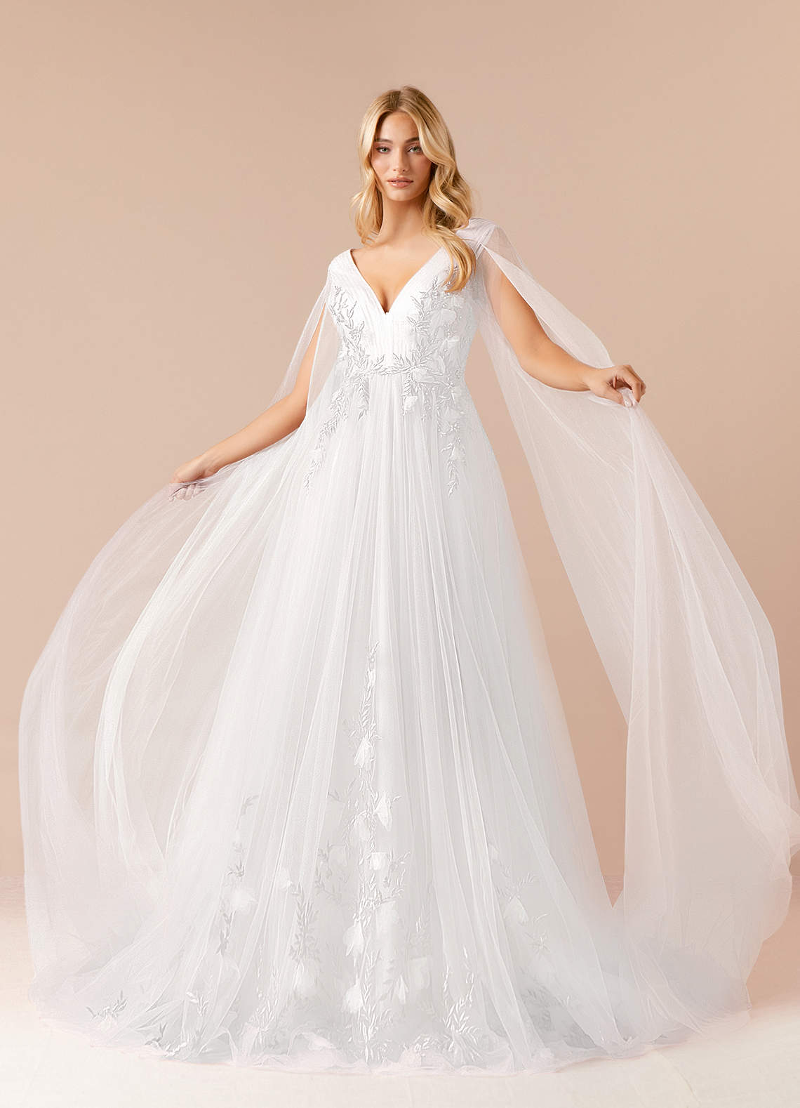 Azazie Seraphine Wedding Dresses Diamond White A-Line Sequins Tulle Dress image1