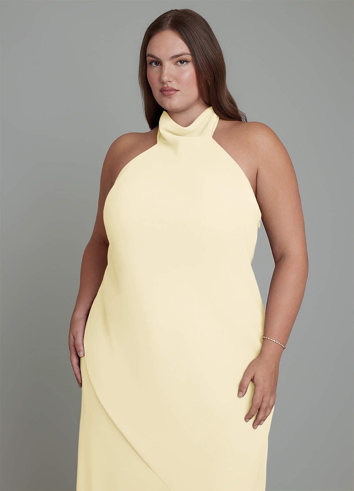 Azazie Velli Bridesmaid Dresses Lemon Sorbet Mermaid High Neck Chiffon Dress image8