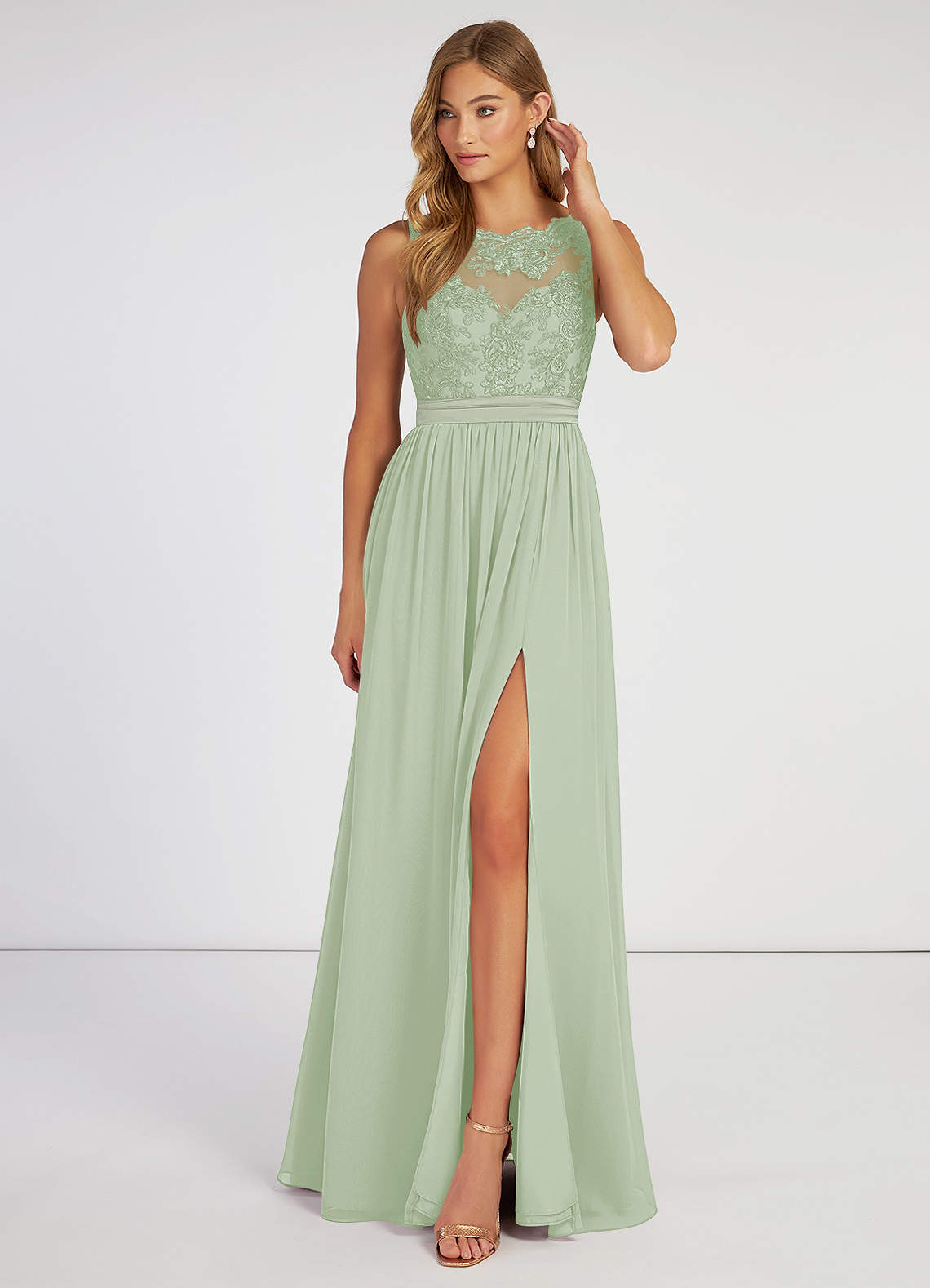 Sage lace 2025 bridesmaid dresses