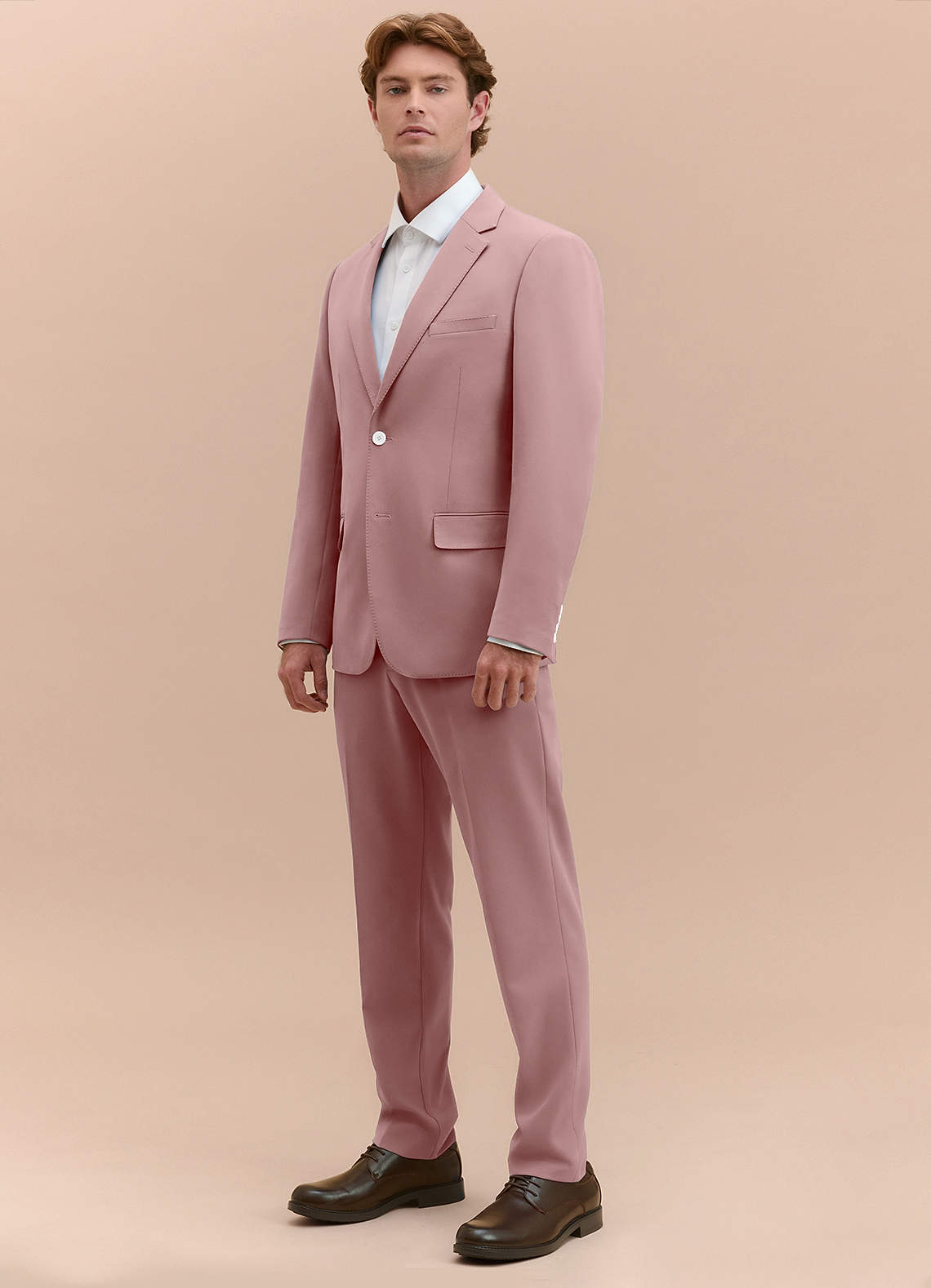 front James Dusty Rose Structured Stretch Suit