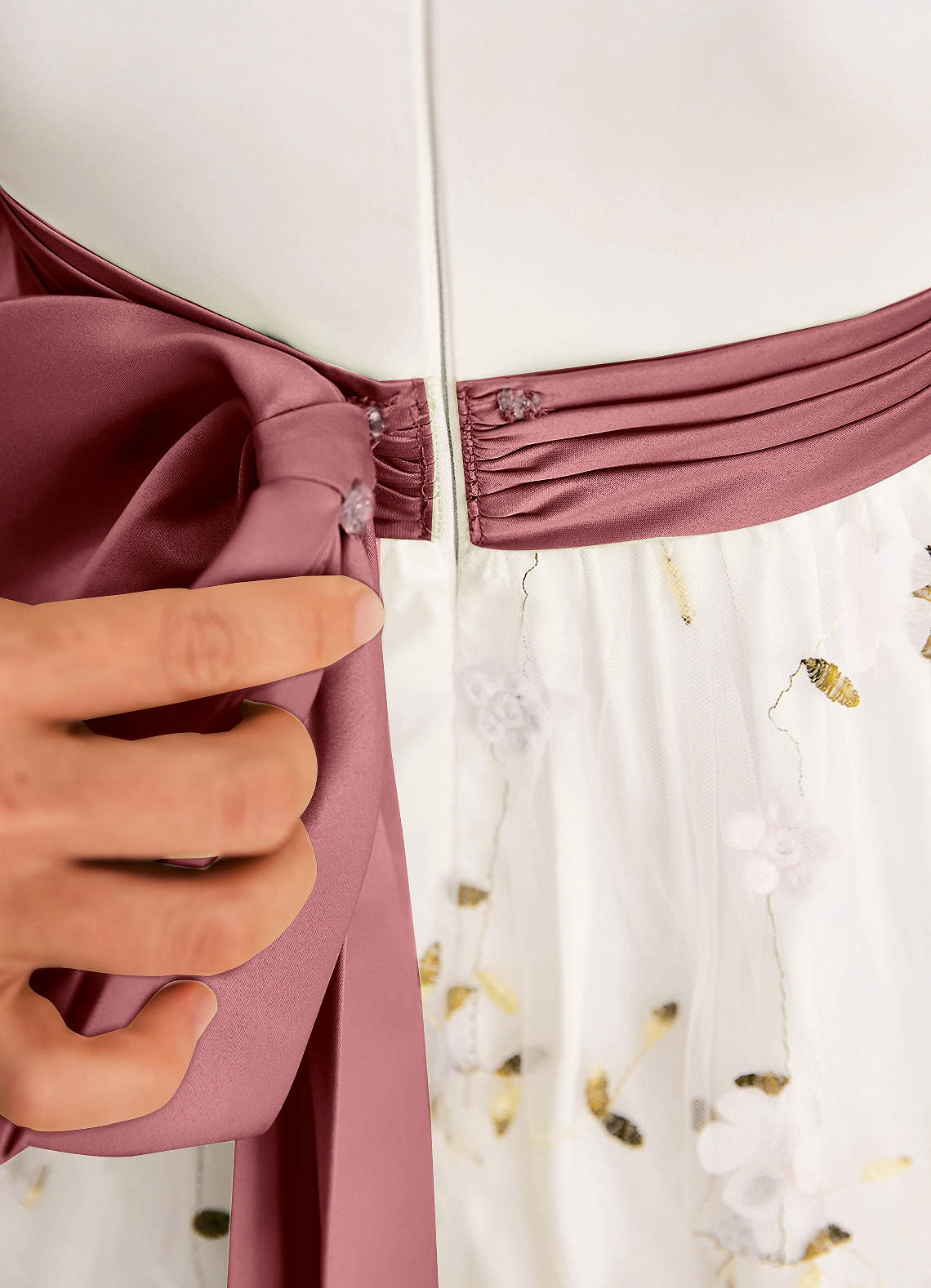 Azazie Pollie Flower Girl Klänningar Klä A-Linje i Tyll Rosett image6