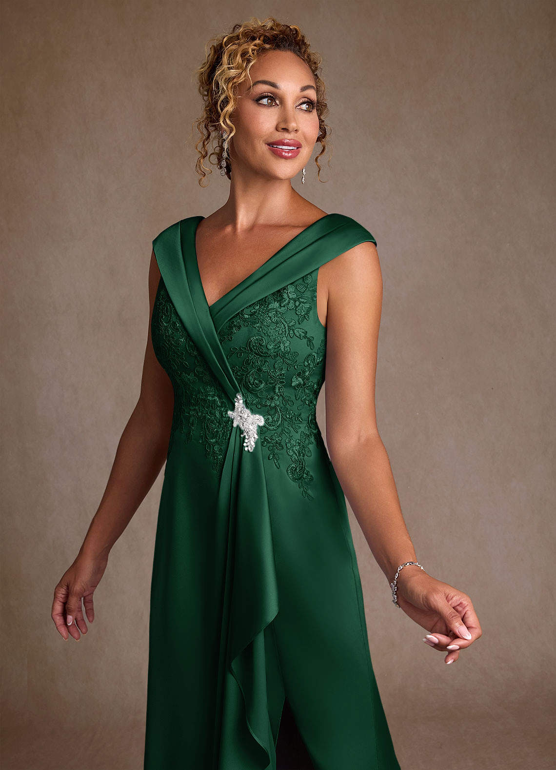 green emerald velvet dress Monica Off The Shoulder Gown | Emerald Green | Debs & Prom main image 1