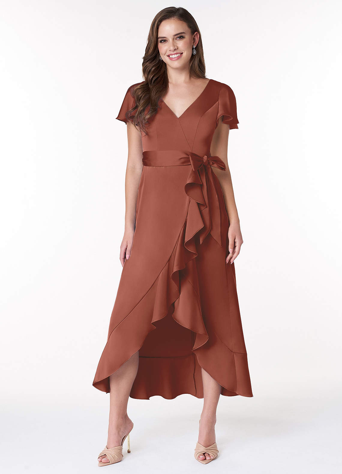Azazie Lexis Stretch Satin Dress Final Sale image1