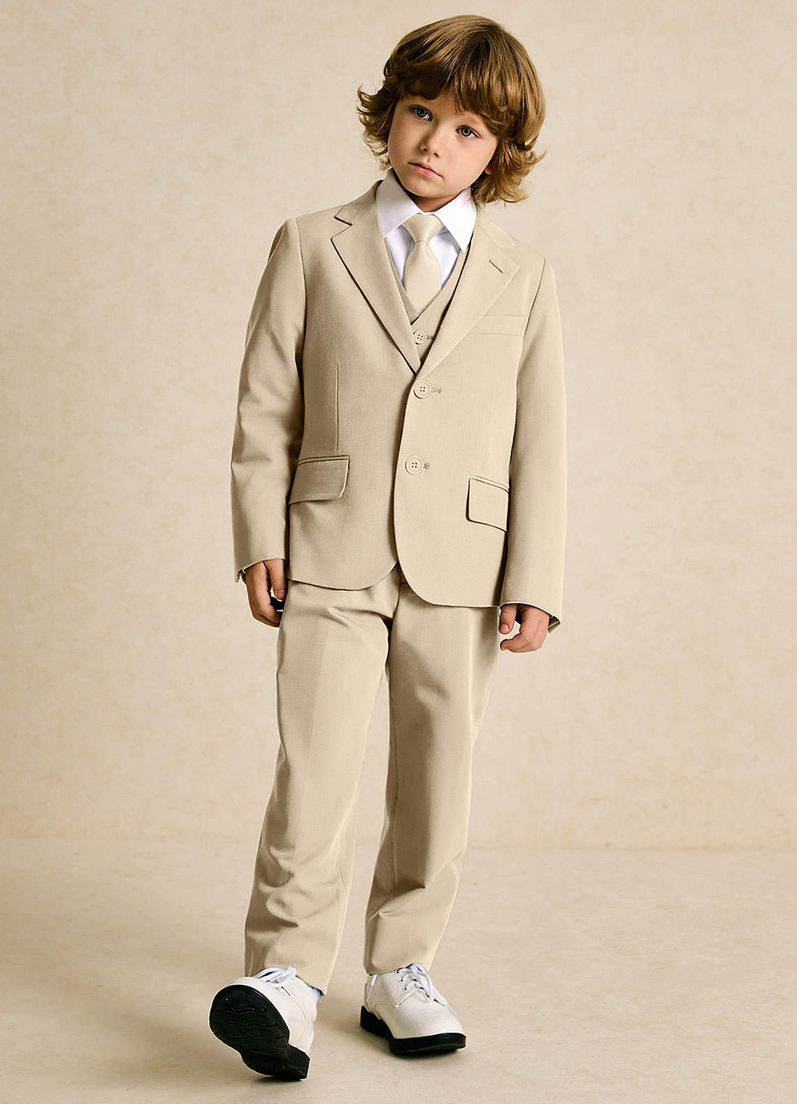 front Oliver Boys Tan 5-Piece Suit
