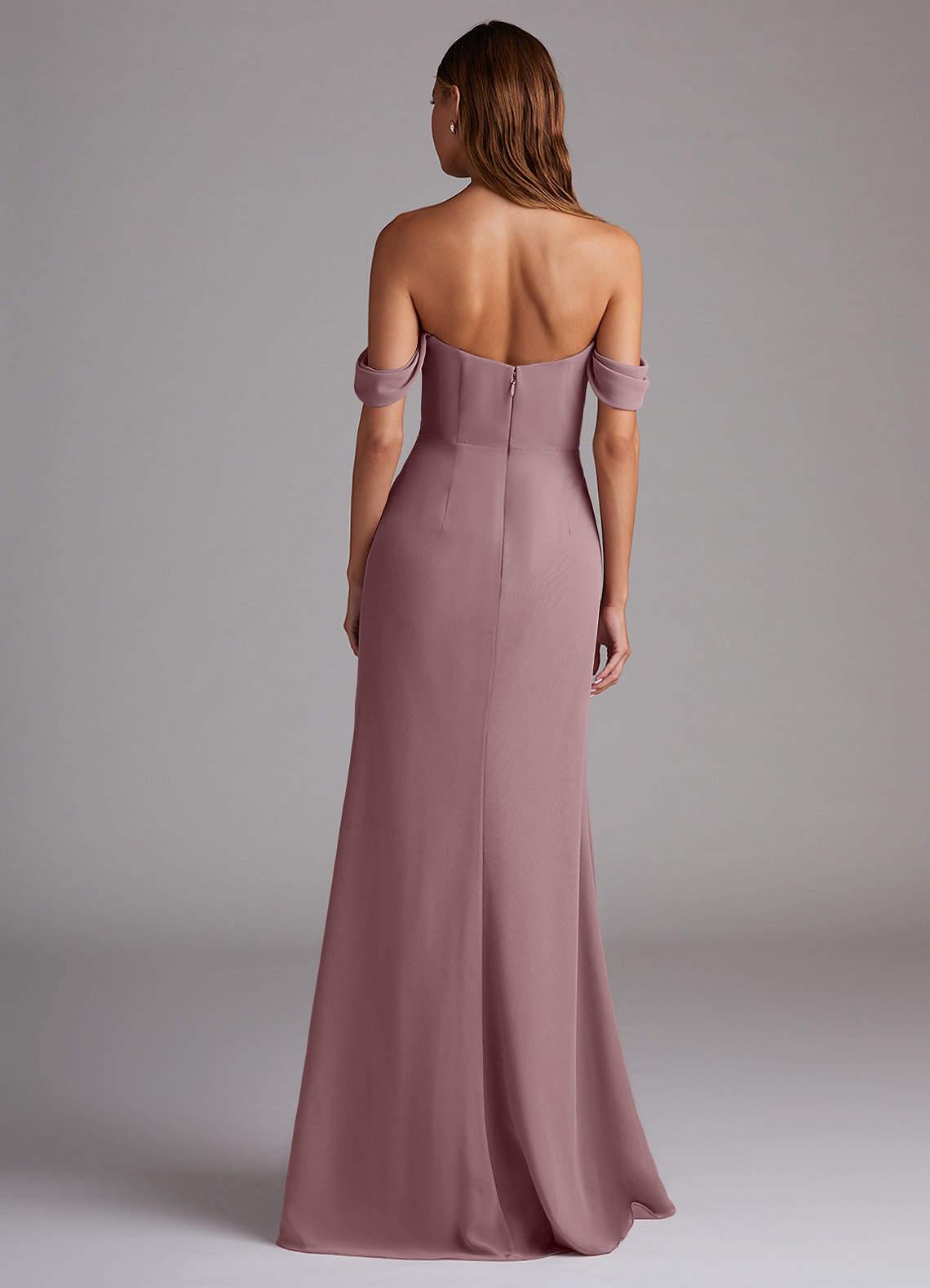 Azazie Saige Bridesmaid Dresses Dusty Rose A-Line Off the Shoulder Chiffon Convertible Dress image6