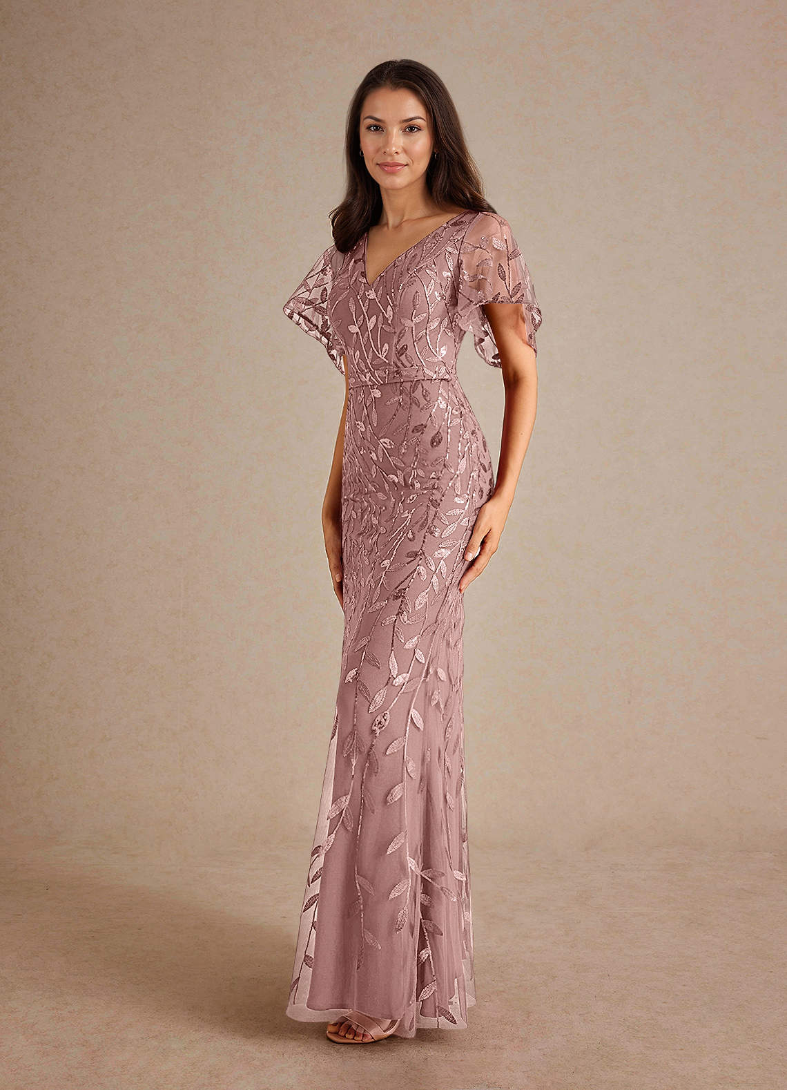 Azazie Milan Mother of the Bride Dresses Dusty Rose Sheath Sequins Dress image4