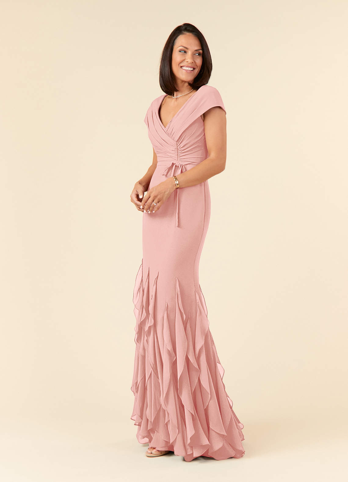 Azazie Bailora Mother of the Bride Dresses Rosette Mermaid Ruched Chiffon Dress image1