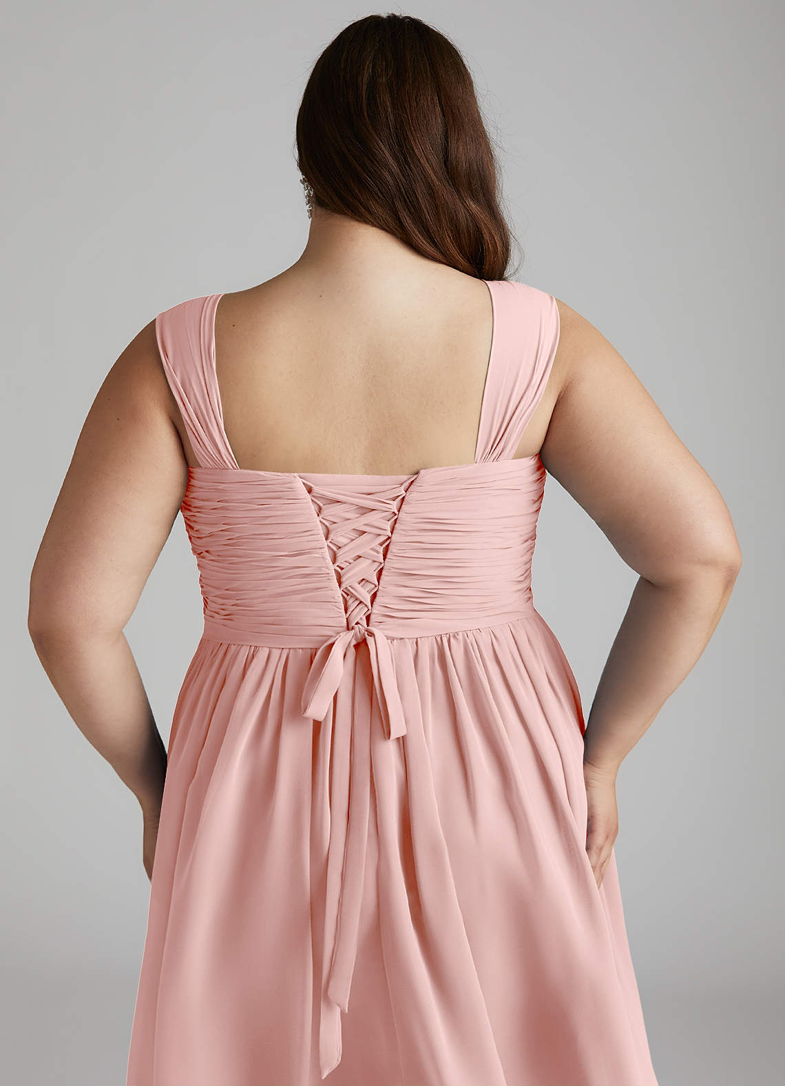 Azazie Angie At-home Try On Dresses Agave A-Line Corset Chiffon Dress image14