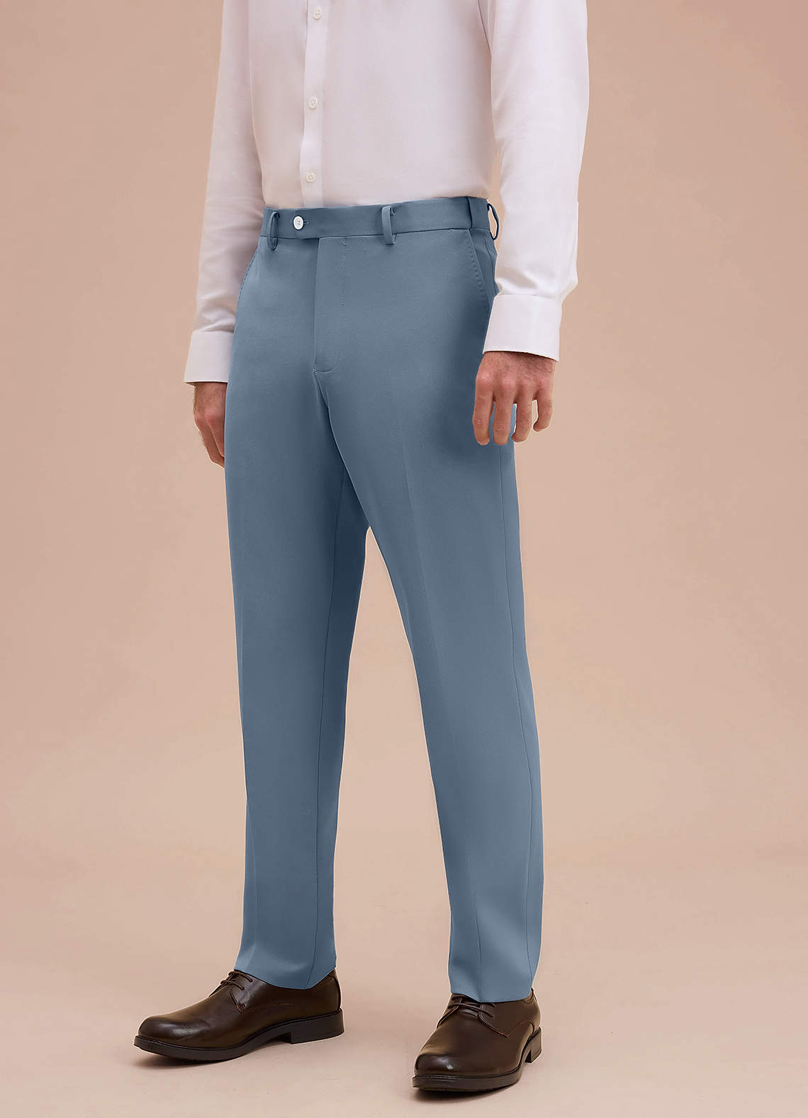 front Ethan Dusty Blue Refined Weave Performance Dress Pants
