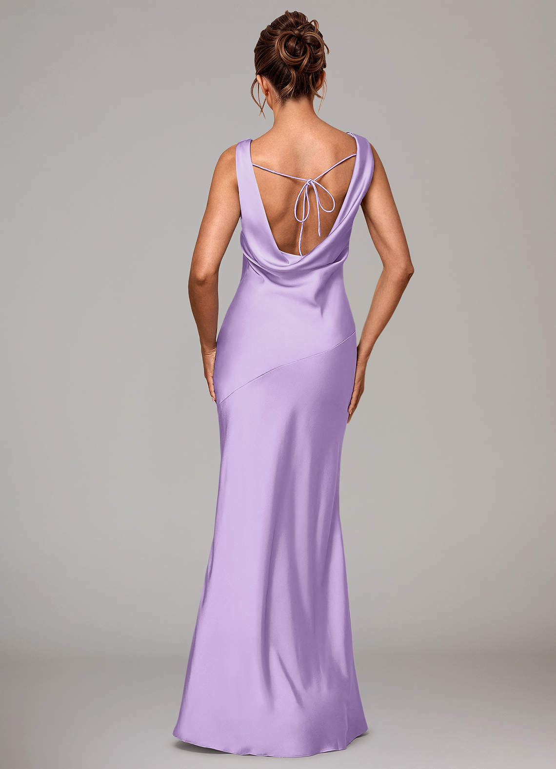 Azazie Rylina Bridesmaid Dresses Lilac Mermaid Stretch Satin Dress image4