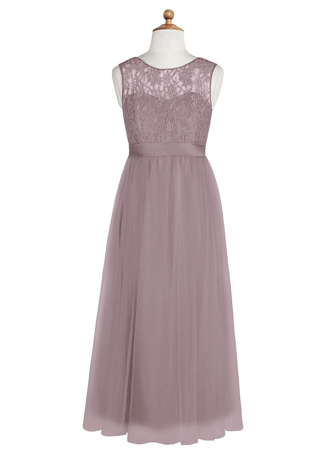 Azazie Georgette A-Line Lace Tulle Floor-Length Dress image1