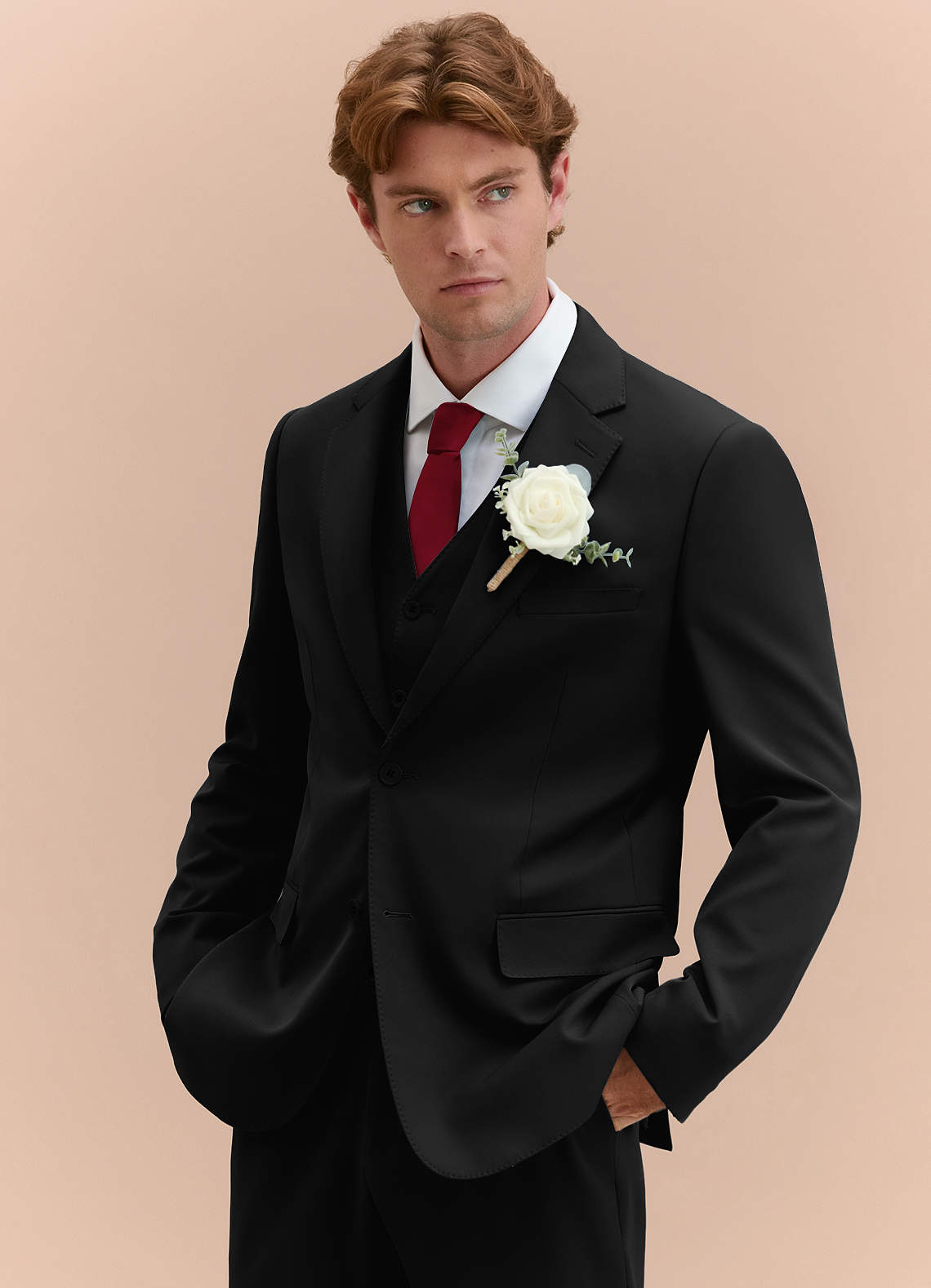 front James Black Structured Stretch 3-piece suit
