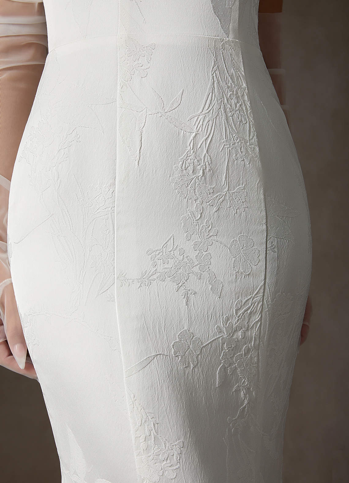 Azazie Serephina Wedding Dresses Diamond White Mermaid Strapless Floral Jacquard Dress image9