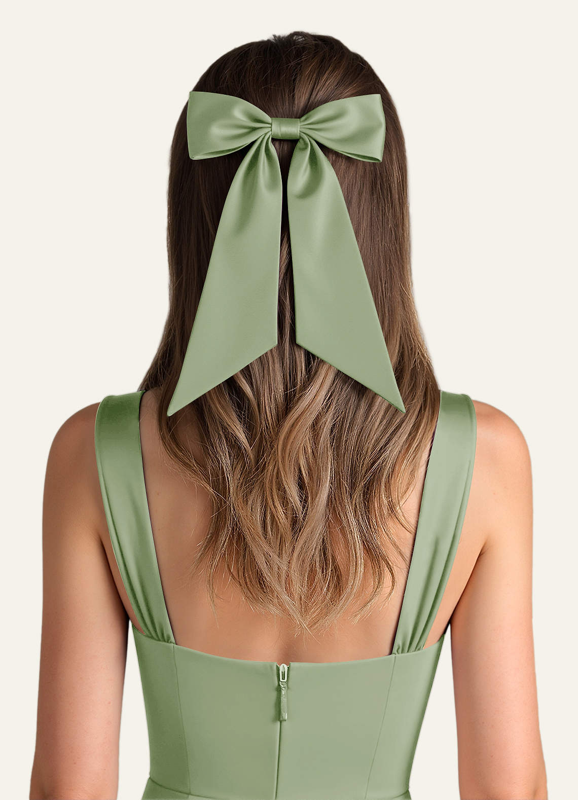 front Spinka do włosów z kokardką z elastycznego satynowego materiału w pasującym kolorze