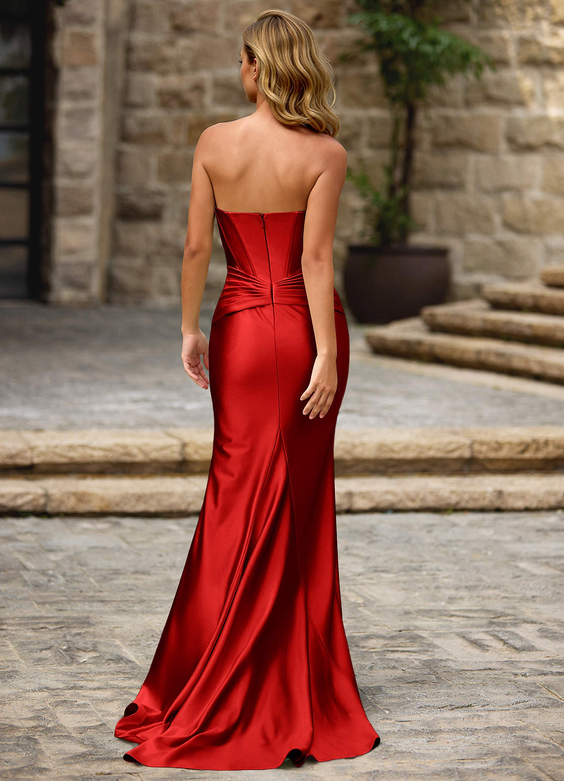 strapless open back dress Sweetheart Corset Satin Beaded Prom Dresses Long A Line Strapless Part –  Hebebridal
