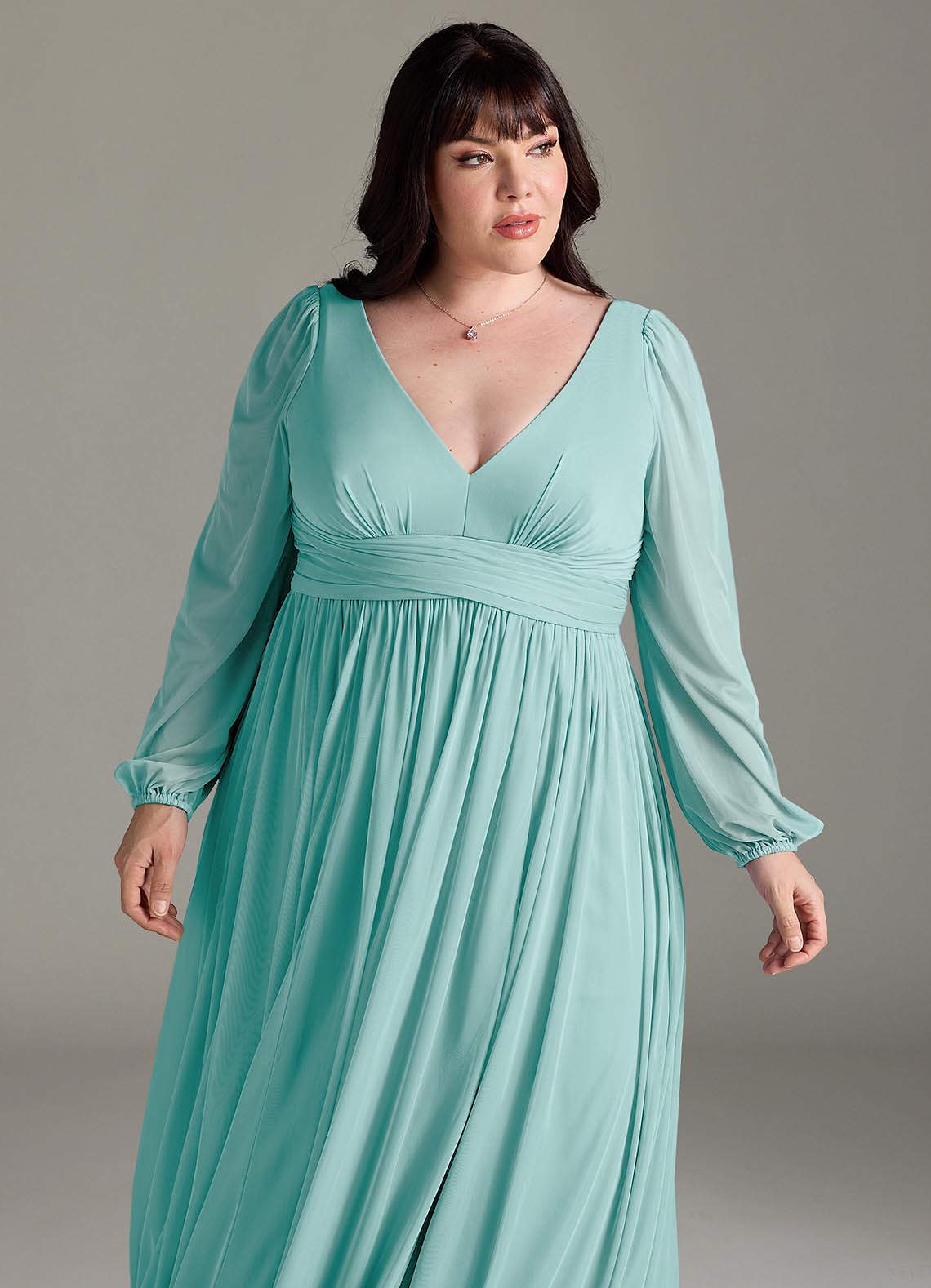 blue dress for baby girl Aqua Blue Chiffon Cutout Back Appliques Long Bridesmaid Dress – Modsele