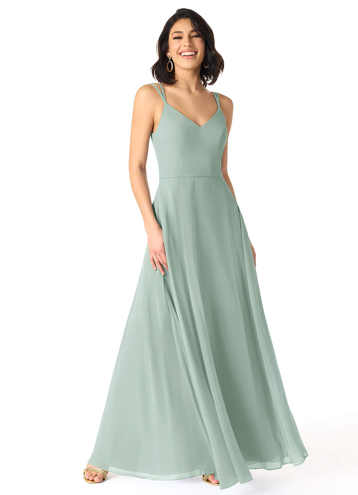 janey chiffon a line dress Azazie A-Line V-Neck Floor-Length Bridesmaid Dresses Maxi dress