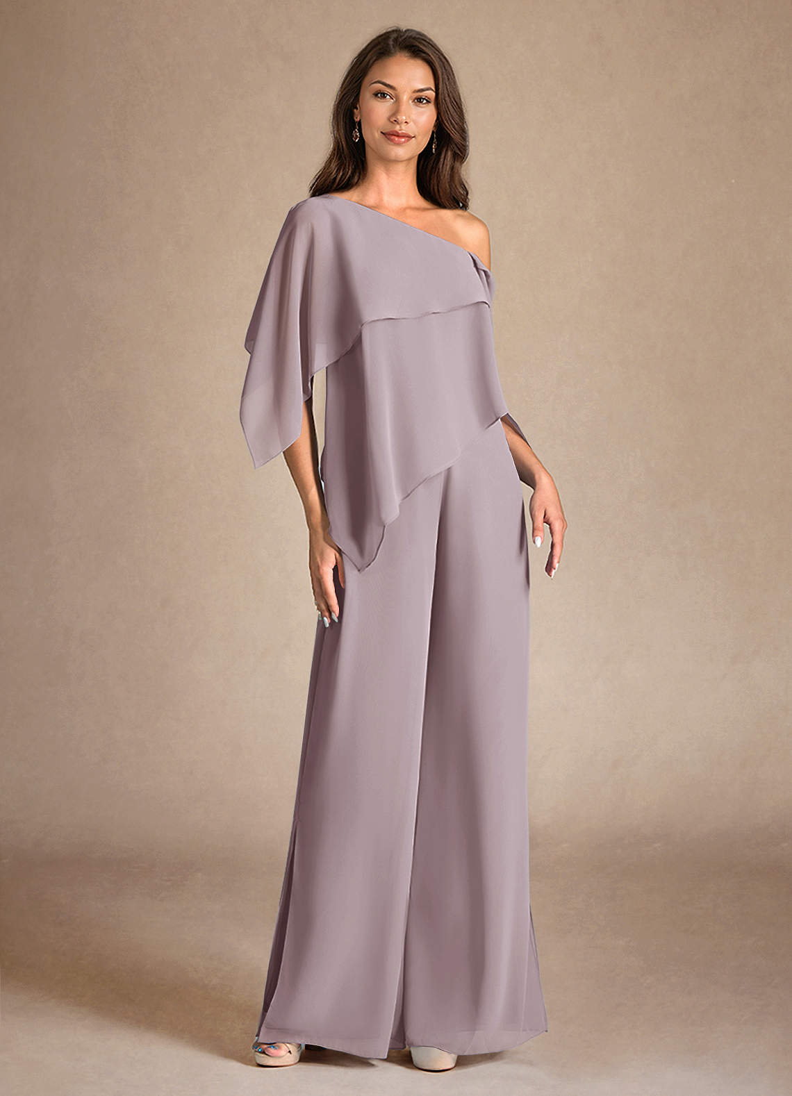 Azazie Halima Abiti per la Madre della Sposa Abito Tuta Pantaloni in Chiffon Spacco Laterale Dusk image4