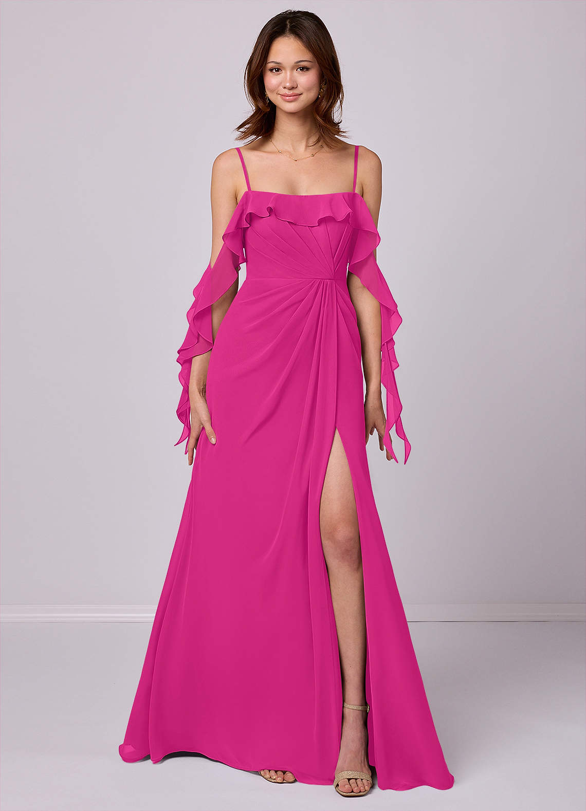 Barbie ♥ Azazie Bridesmaid Dresses A-Line Off the Shoulder Chiffon Floor-Length Dress image6