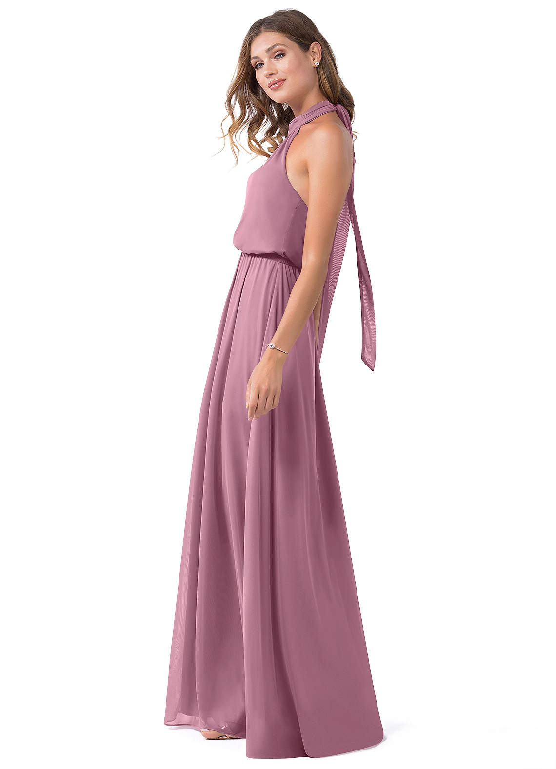 Azazie Landry Bridesmaid Dresses A-Line Pleated Mesh Floor-Length Dress image1