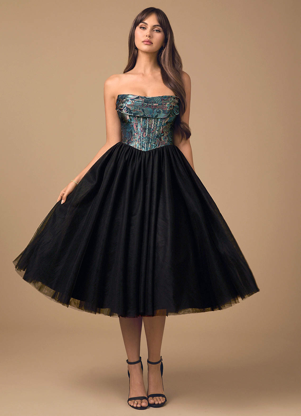 Nadine Twilight Paisley Midi Dress | Azazie