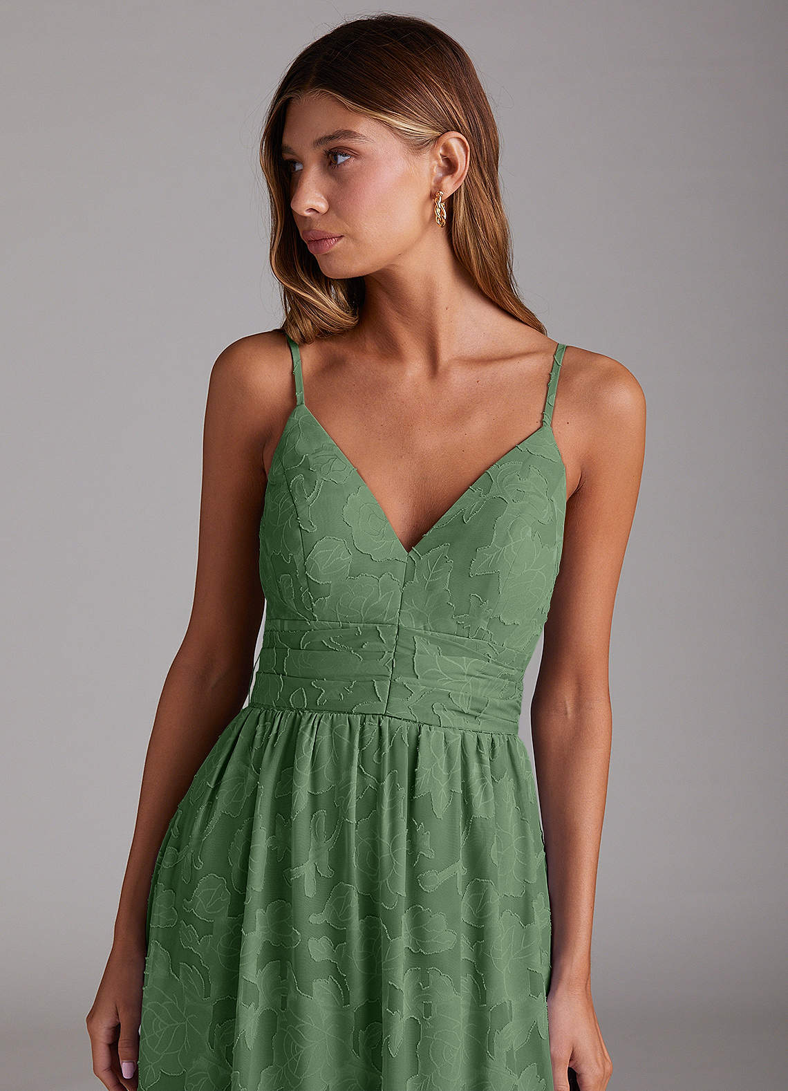 Azazie Nathalia Morsiusneito Mekot A-linja Keula Floral Burnout Lattian pituus Pukeutua image4