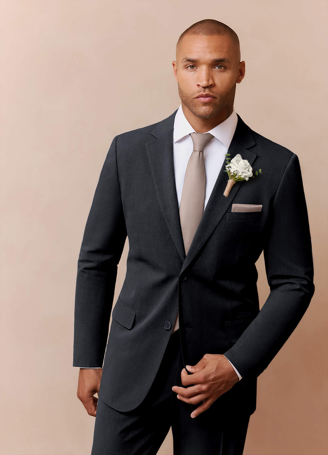 front Savile Charcoal Wool Blend Suit Jacket