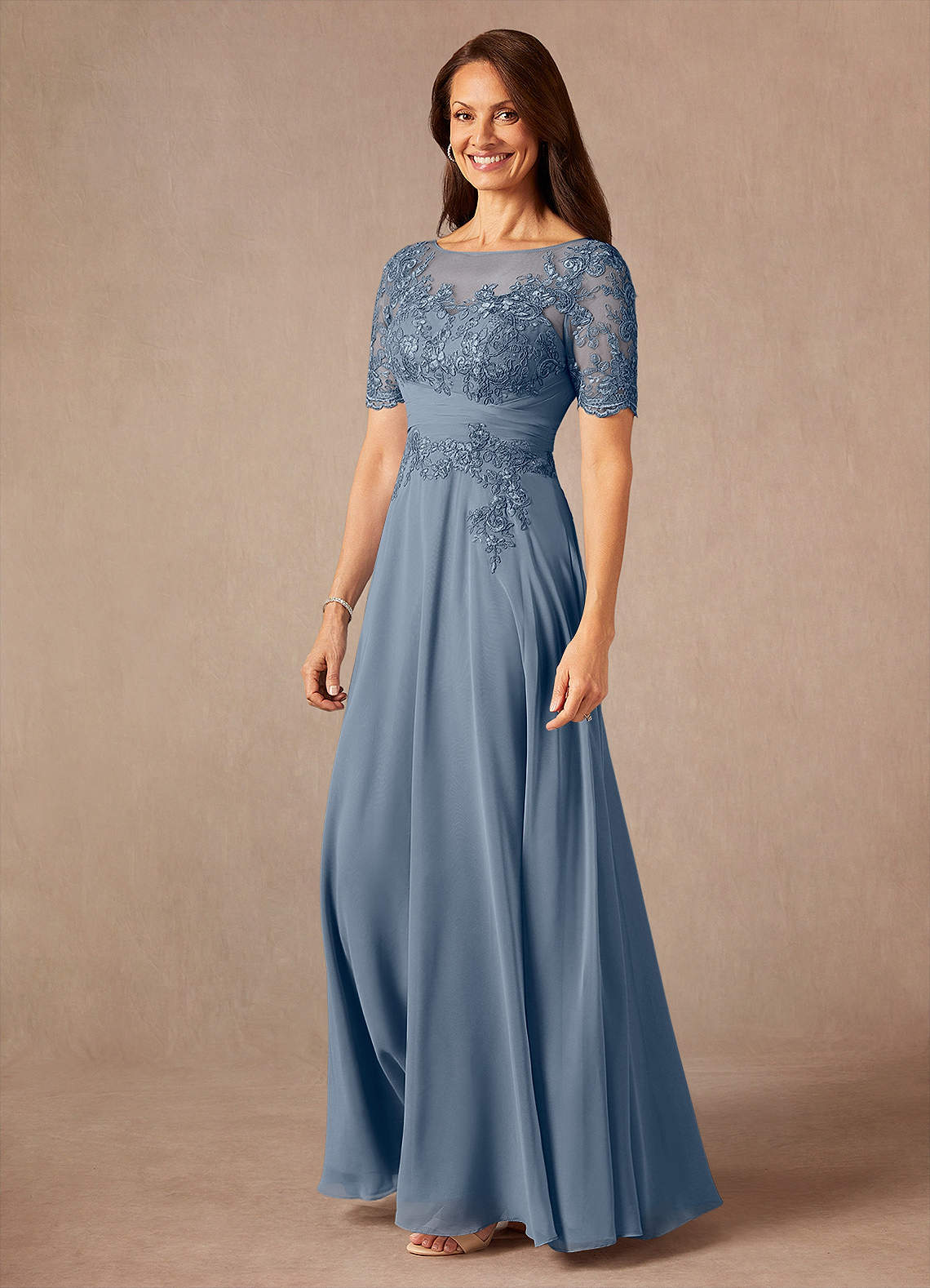 Azazie Raissa Mother of the Bride Dresses Twilight A-Line Lace Chiffon Dress image2