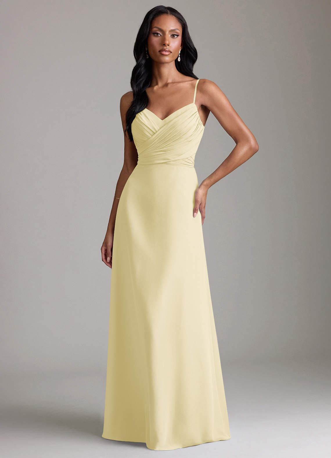 lemon coloured bridesmaid dresses Zapaka Women Simple Lemon Yellow Wedding Party Guest Dress with Ruffles A Line Pleated Maxi Bridesmaid Dress, Lemon Yellow / US22W