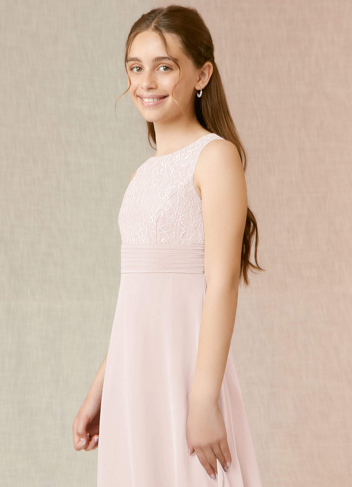 Stretch Lace Chiffon Junior Bridesmaid Dress