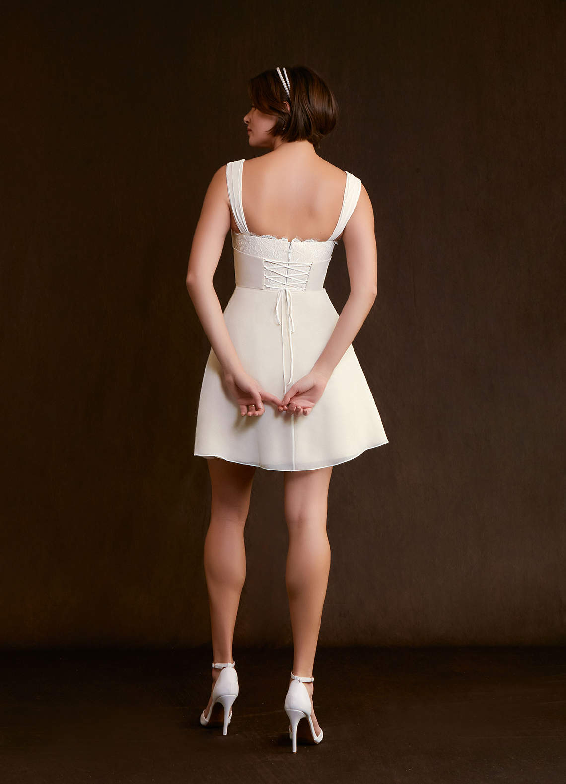 Azazie Scarlette Wedding Dresses A-Line Sweetheart lace Chiffon Mini Dress image1
