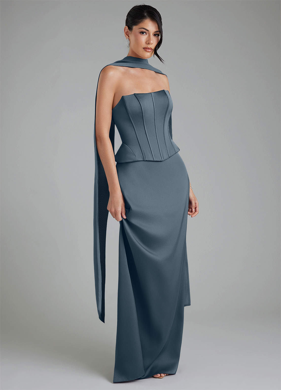 convertible bridesmaid dresses Steel Blue Dress, infinity Dress, Multiway Dress, Dress, Multi Wrap dresse cocktail dress The Mia matte satin convertible bridesmaid dress in lemon sorbet offers versatile style and cheerful color Grey Bridesmaid dress with tulle