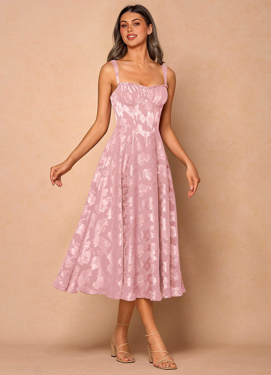 green emerald velvet dress Women's Pink Midi Dress With Floral Appliques And Sequins – Purple Door  Boutique main image 0